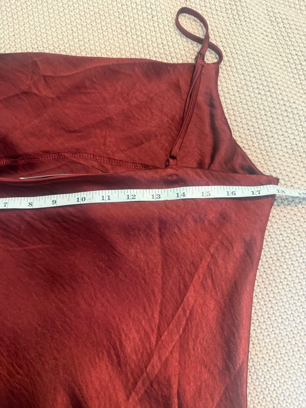 OAK + FORT Cowl Neck Satin Slip Maxi Dress - Rust/ Burgundy Large - Picture 9 of 12